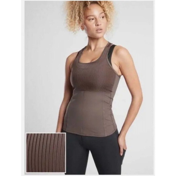 NEW Athleta Womens Vitality Rib Tank Women Sz Small in Coffee House - Picture 2 of 7